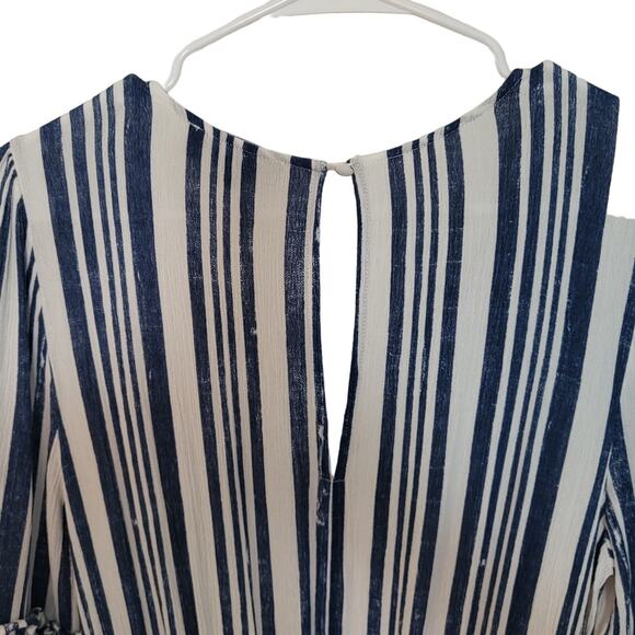 Lulus Cast Away Striped Blue and White Tassel Belted Skater Dress Women's Size M - Picture 6 of 12